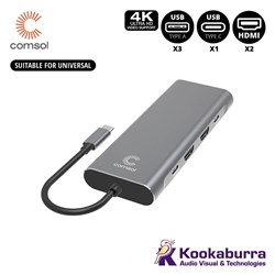 Comsol USB-C to Dual 4K HDMI Monitor 10 Port Dock