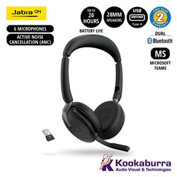 Jabra Evolve2 65 Flex MS BT Stereo Headset Link390A, USB-A