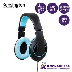 Kensington Over Ear Headset with Inline Mic and Vol Blue
