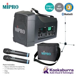 Mipro MA200 PA with 2 Wireless Microphones