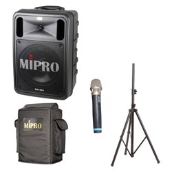 Mipro MA505 PA with Freq Agile Wireless Mic USB + Cover+Stand