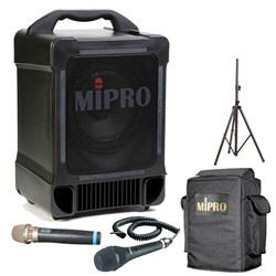Mipro MA707 Portable PA Freq. Agile Wireless Mic+Cover+Stand