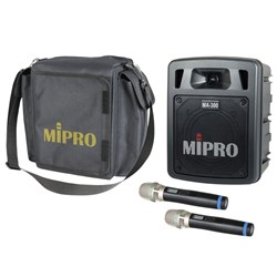 Mipro MA300Portable PA with 2 x Wireless Mics and Cover