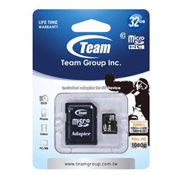 Team Micro SDHC Card 32GB Class 10 with SD Adapter