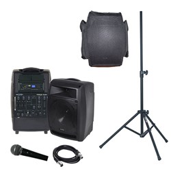 HELIX-158x PA Bluetooth/SD/USB + Corded Mic + Stand + Cover