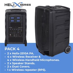 HELIX-2510 PA Bluetooth/SD/USB 4 Wireless Mic Hall/Oval Pack