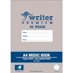 Writer Premium Music Book A4 8mm & Staved 96 pg
