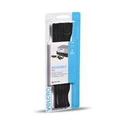VELCRO Brand Reusable Ties 25 x 200mm Black