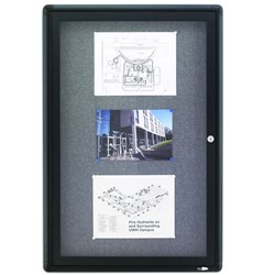 Quartet Enclosed Noticeboard Fabric Grey 900 x 600mm