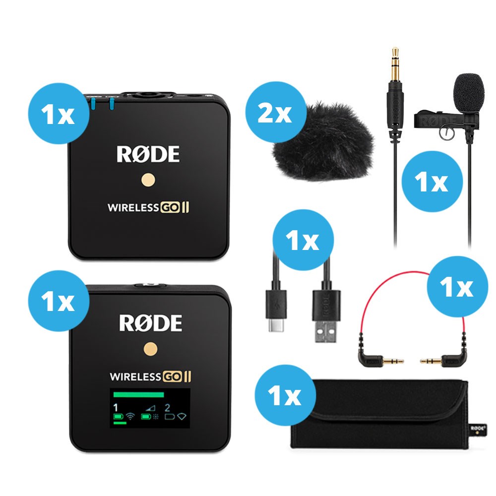 Rode Wireless GO II + 2 Rode Lavalier GO Black Bundle Set