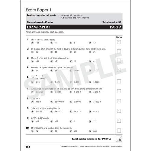 9781740203166 Excel Revision & Exam Workbook 2 Maths Extension Year 8