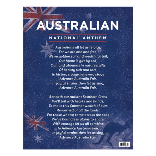 CH6009 - Chart National Anthem Kookaburra Educational - one of Australia's largest wholesale suppliers for education