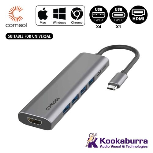 Comsol USB-C to 4K HDMI 7 Port Dock