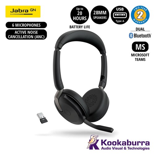 Jabra Evolve2 65 Flex MS BT Stereo Headset Link390A, USB-A