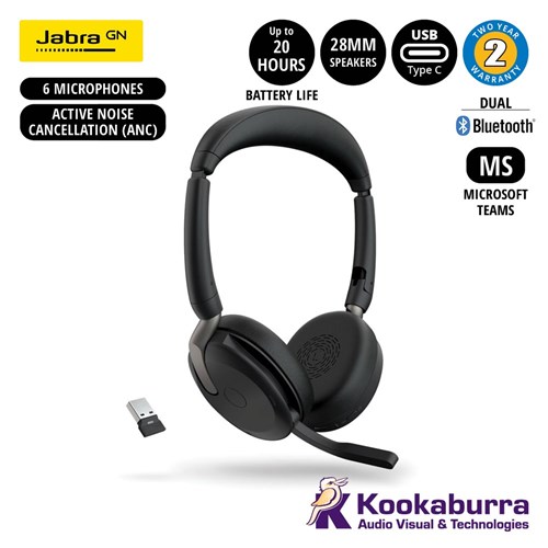 Jabra Evolve2 65 Flex MS BT Stereo Headset Link390C, USB-C