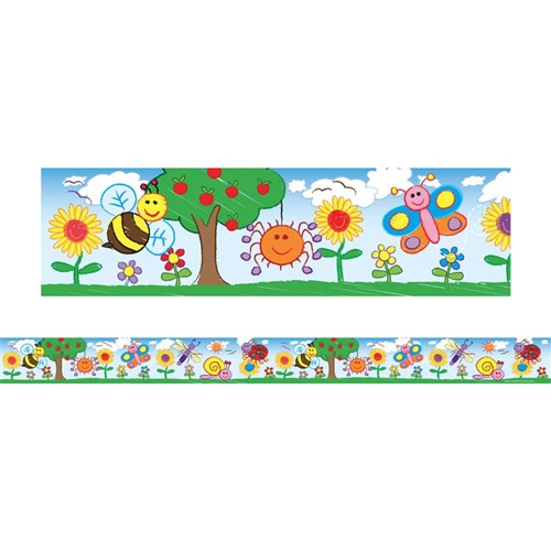 LB499 - Large Borders - Bugs and Flowers Kid Drawn - Kookaburra ...