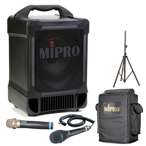 Mipro MA707 Portable PA Freq. Agile Wireless Mic+Cover+Stand