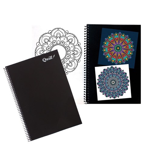 ZBA100855066 Quill Visual Art Diary A4 125gsm 30 Black / 30 White pg