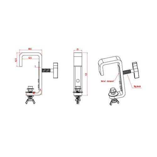Steel Hook Clamp (35-51mm) with Truss Protector - Black