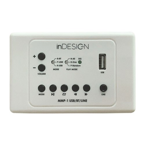 inDESIGN Multimedia Player Wall Plate - BT, AUX, USB