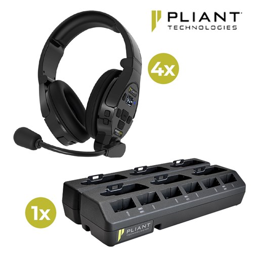 MicroCom XR Pack 2 4 x Full Duplex Stereo Headset +Charger