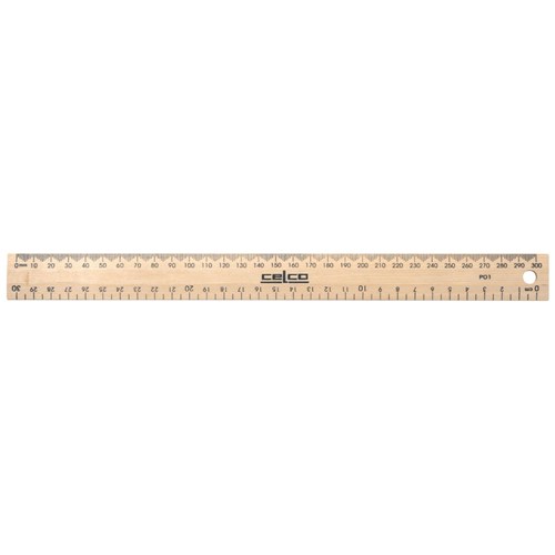 Zpe0331910 Wooden Ruler 30cm 1 Edge Cm 1 Edge Mm