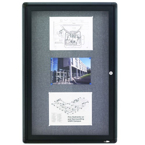 Quartet Enclosed Noticeboard Fabric Grey 900 x 600mm