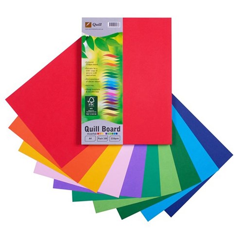 ZQU90330 Quill Board 210gsm A4 Asst Kookaburra Educational