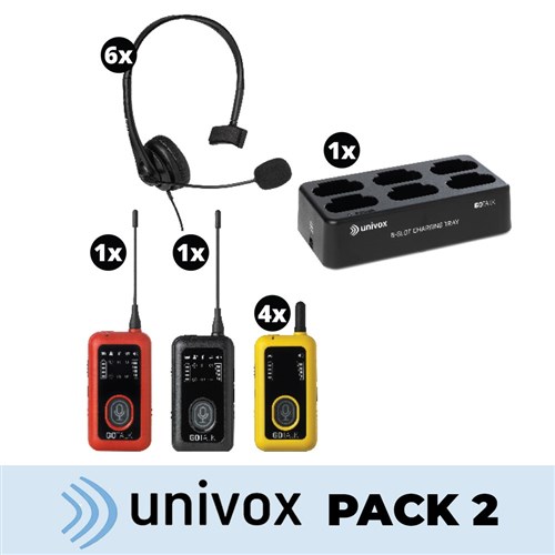 Univox 6 Station Wireless Comm System w/ Charger and Headsets