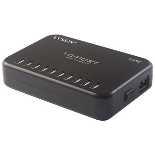 LVSUN 2.4 amp 120W 10-Port USB Charger