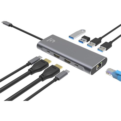 Comsol USB-C to Dual 4K HDMI Monitor 10 Port Dock