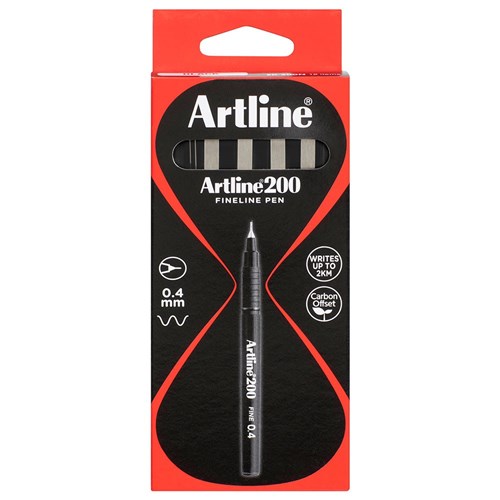 ZPE120001 Artline 200 Fineliner Pen 0.4mm Black Kookaburra
