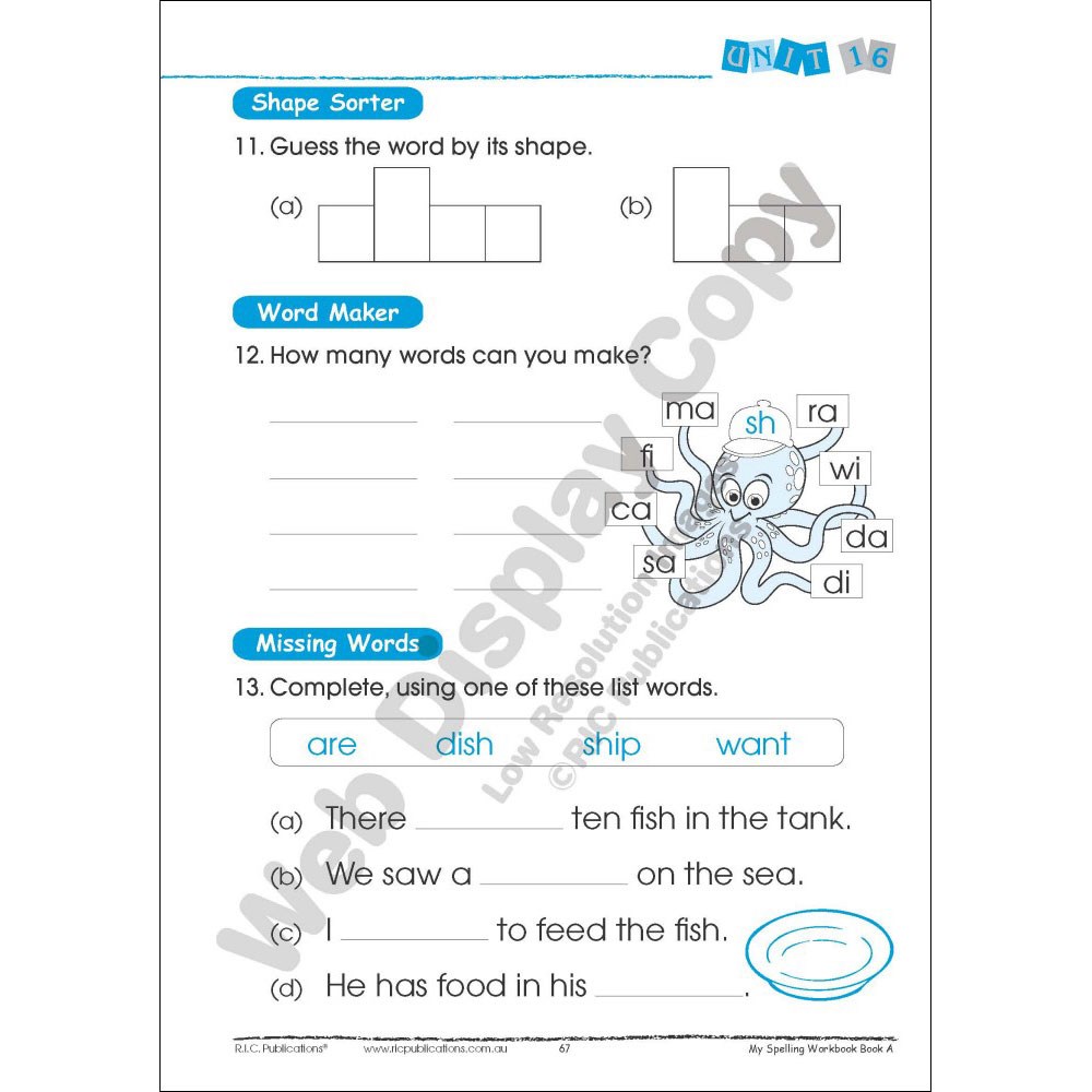 9781863116978 My Spelling Workbook Book A Ages 56 Kookaburra