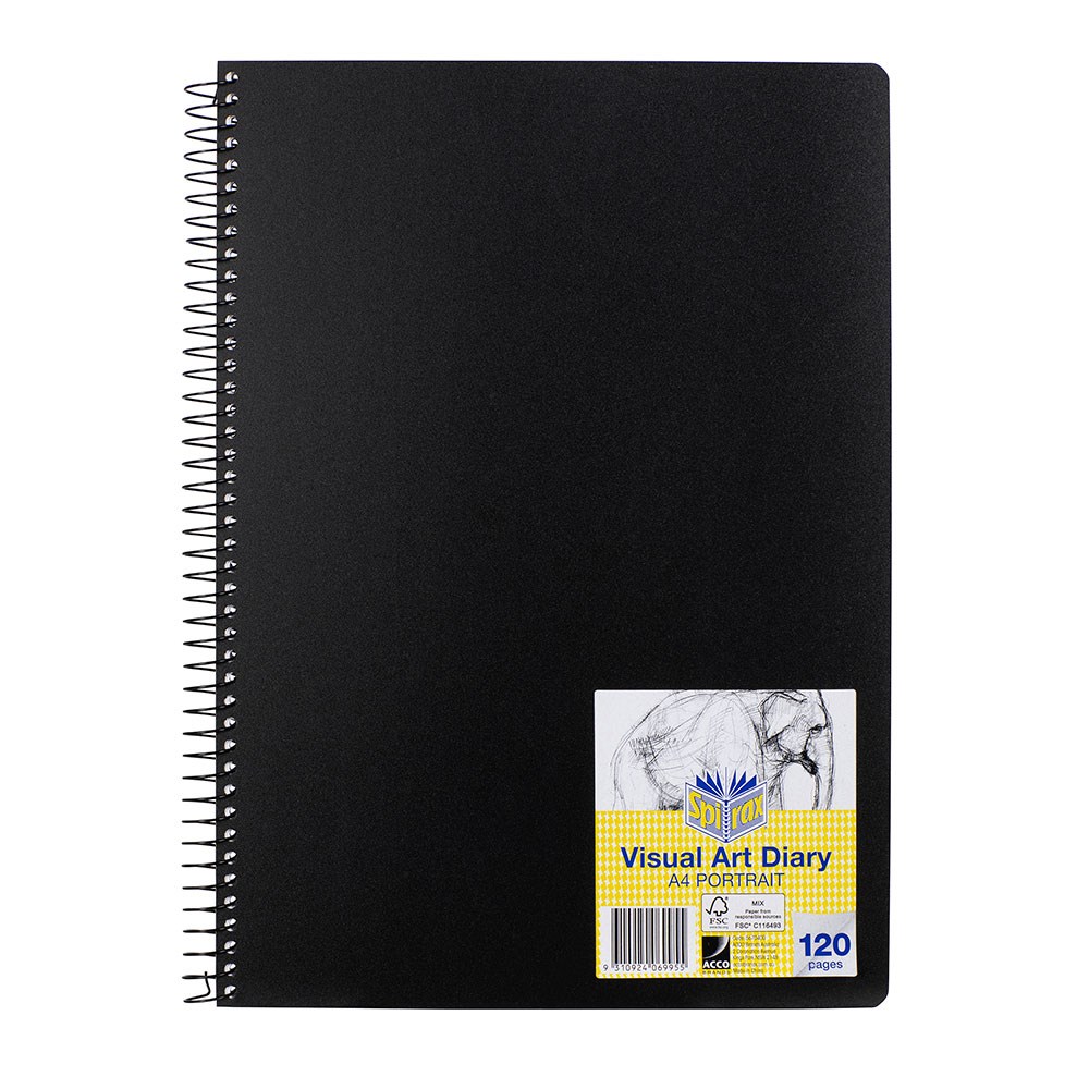 ZAC5670400 Spirax PP Visual Art Diary A4 Portrait 120pg Black