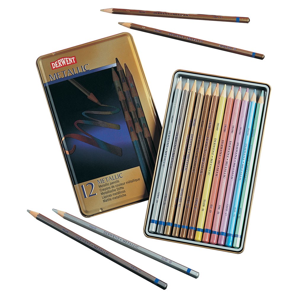 ZACR0700456 Derwent Watersoluble Metallic Pencils in Tin Kookaburra