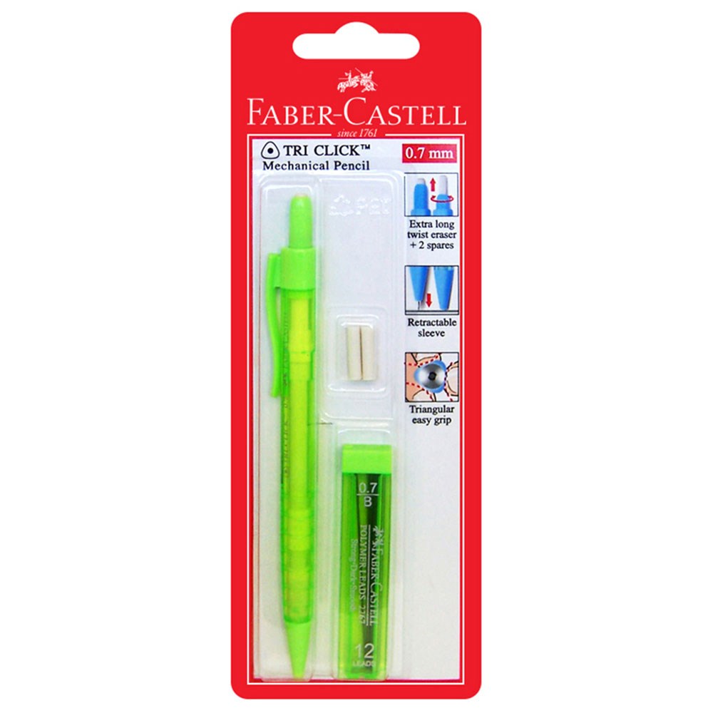 ZFA31136304 FaberCastell Mechanical Pencil 0.7mm + Refills Green