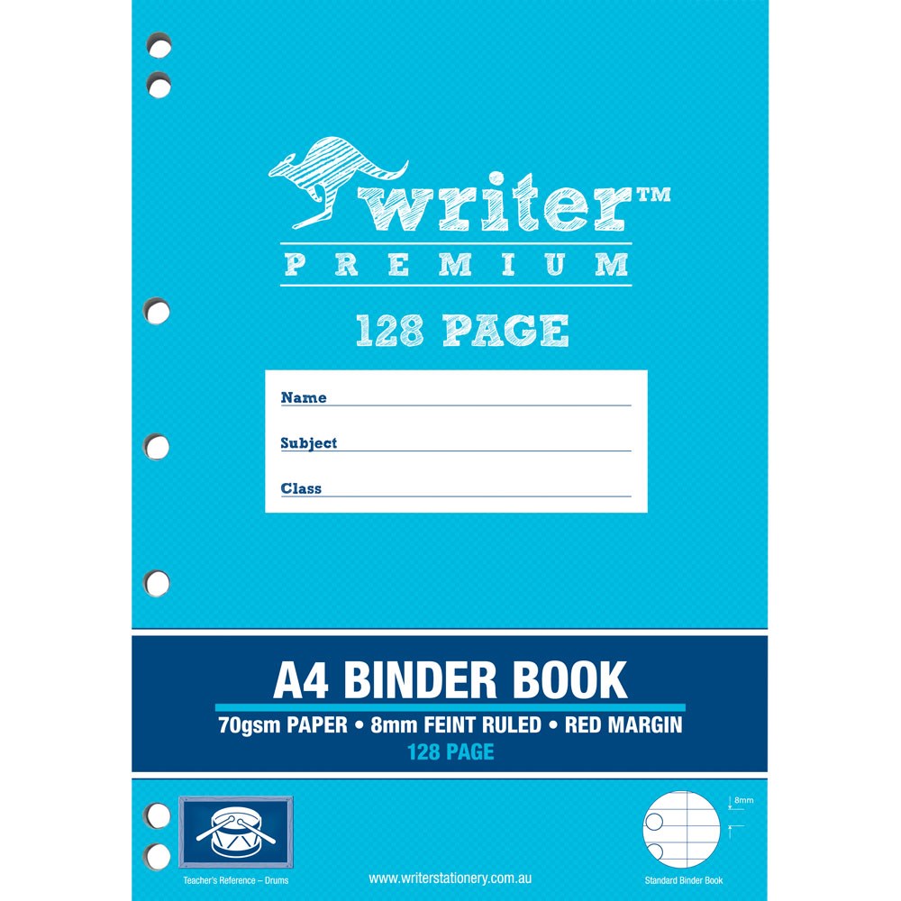ZNPEB6543 Writer Premium Binder Book A4 8mm Ruled + Margin 128 pg