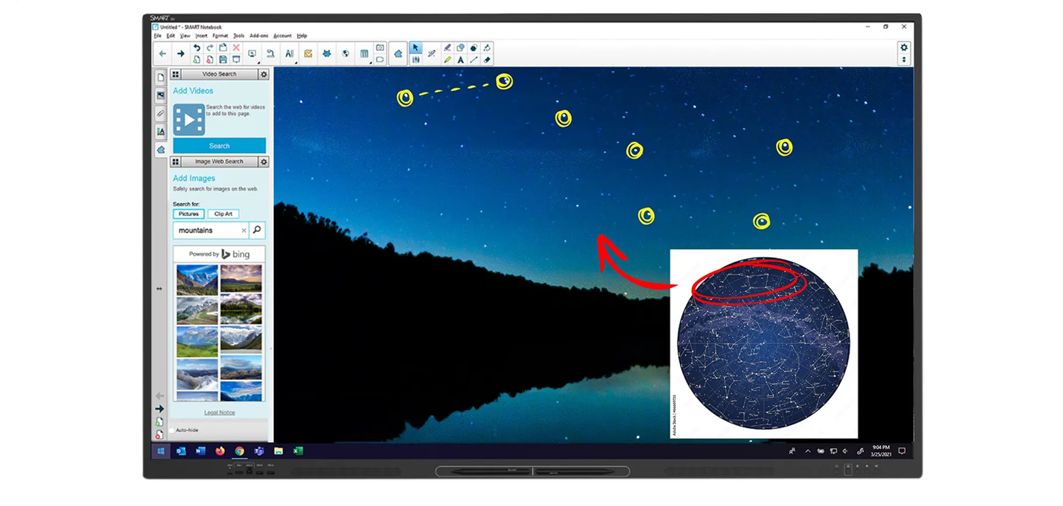 Teacher connecting laptop via USB-C to SMART Board display